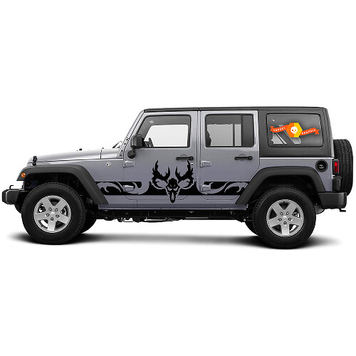 Gevormde Skull Rocker Panel Zij Vinyl Decal Kit voor Jeep Wrangler