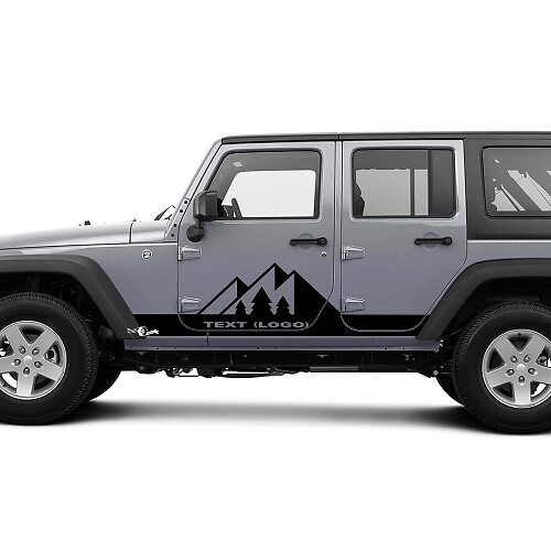Aangepaste tekst berg rockerpanel zij vinyl decals grafische sticker voor Jeep Wrangler CJ TJ JK JKU JL JLU 1