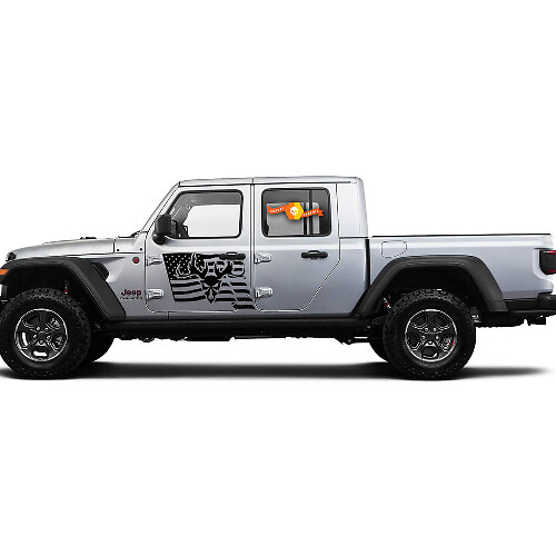 2 Side Jeep Gladiator USA Vlag Mountain Skill Door Side Vinyl Decals Graphics Sticker
