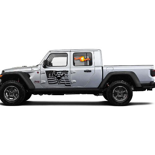 2 Side Jeep Gladiator USA Vlag Mountain Skill Door Side Vinyl Decals Graphics Sticker
