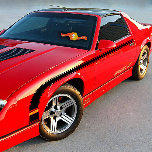 Vinylstickers in stijl van hockeystick zijstrepen voor Chevy Camaro 1982-1992