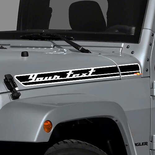 Aangepaste Tekst Motorkap Zijkant Strepen Vinyl Decal Kit voor Jeep Wrangler