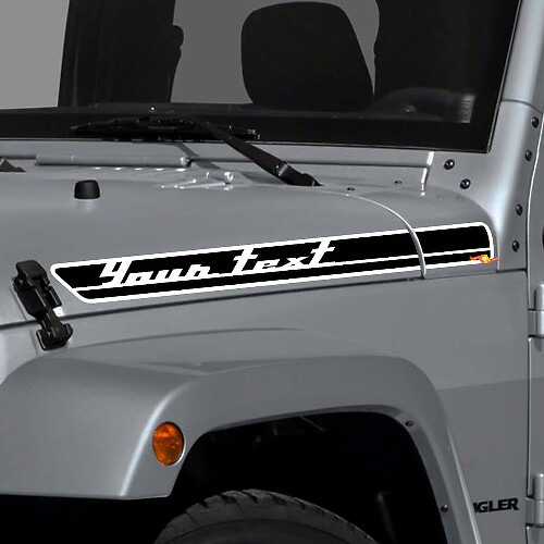 Aangepaste Tekst Motorkap Zijkant Strepen Vinyl Decal Kit voor Jeep Wrangler