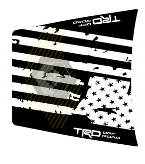 Enorme TRD 4x4 Off Road vernietigd USA vlag GEEN SCOOP! Hood Vinyl Stickers Sticker geschikt voor Toyota Tacoma 2016 - 2021 modellen
