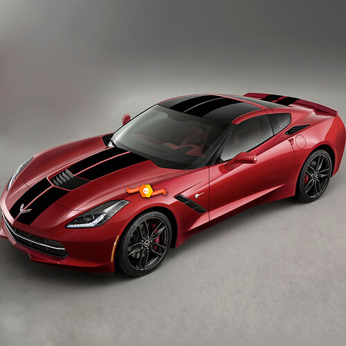 Chevrolet Corvette C7 Stingray Rally Racing-stickers met dubbele strepen vanaf 2014
