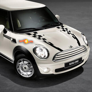 2007-2021 Mini Cooper Checkered Hood Side Back Bonnet Racing Stripes-stickers
