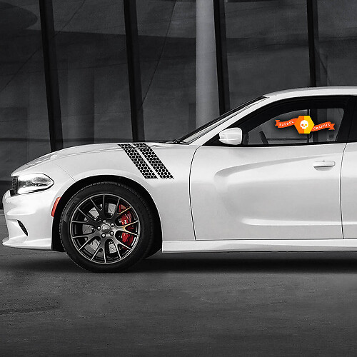 Custom Scatpack honingraat spatbordstrepen 2 voor Dodge Charger