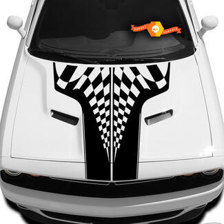Dodge Challenger Race Checkered Hood T Decal Sticker Hood graphics past op modellen 09 - 14
