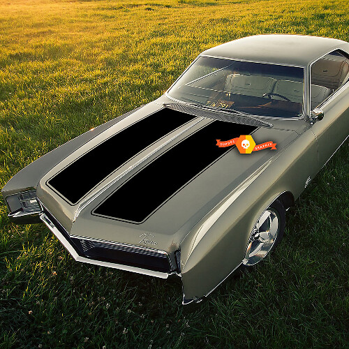 Dubbele motorkapstrepen vinylstickers set voor Buick Riviera GS 1968+