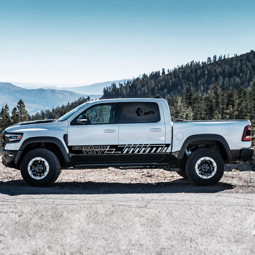 custom TXT Slotted Door Stripe Pair Deur Vinylsticker voor RAM 1500 Rebel, TRX 2021-2026