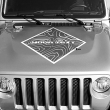 Blackout Contour Map Motorkap Vierkante Stijl Grafische Vinyl Wrap Sticker Decal 2 Kleuren voor Jeep Wrangler 3