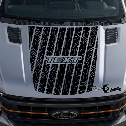 TEXT Omtrek Topografische Blackout Capuchon Vinyl Decal Sticker voor Ford F-150 2015-2016