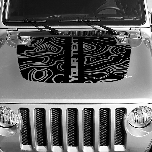 Blackout topografische kaart motorkap vinyl decal sticker centrale aangepaste tekst voor Jeep Wrangler