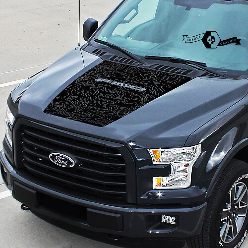 Topografische kaart motorkap vinyl decal voor Musclecar F-150