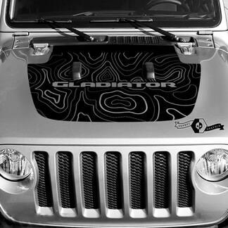 Jeep Gladiator Hood Vinyl Blackout Topografische Contourkaart Decal Sticker
