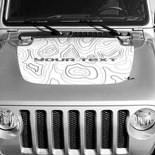 Blackout topografische hoogtelijnen kaart motorkap vinyl sticker aangepast tekst voor Jeep Gladiator 2