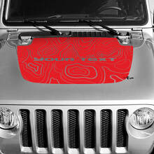 Blackout topografische hoogtelijnen kaart motorkap vinyl sticker aangepast tekst voor Jeep Gladiator 3