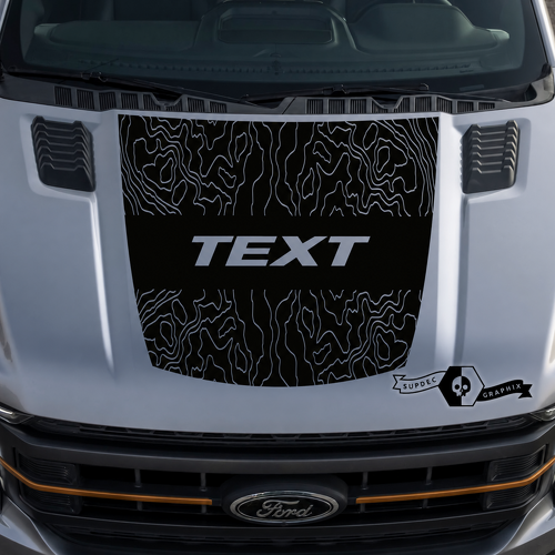 TEXT Topografische Middenband Motorkap Vinyl Decal Sticker voor Ford F-150 2015-2016