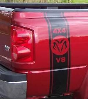 2 DODGE 4x4 V8-strepen DECALS STICKERS RAM