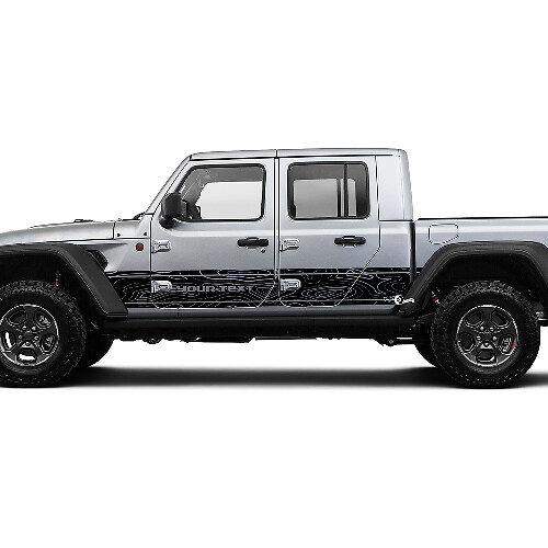 Jeep Gladiator Side Side Door unieke Decal Contour Map Vinyl sticker sticker Grafische kit voor JT 2018-2021 Aangepaste tekst
