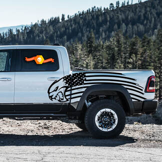 Paar Dodge TRX 2021+ Door Bed USA Flag Hellcat side stripe Grunge Truck Vinyl Decal Graphic
