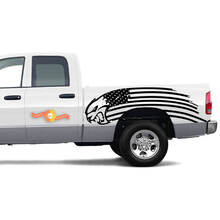 Paar Dodge TRX 2021+ Deurbed USA Vlag Hellcat zijstreep Grunge Truck Vinyl Sticker Sticker Grafisch
 2
