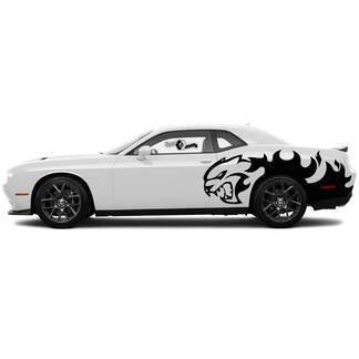 Paar Hellcat-emblemen voor Dodge Challenger Splash Flames Side Vinyl Decals Stickers
