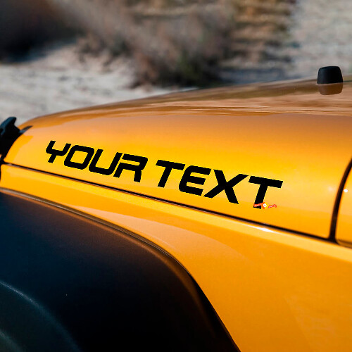 Custom motorkap tekst vinyl decal set voor Jeep Wrangler