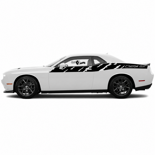 AANGEPASTE TEKST Torn Stripe Paar Zij Vinyl Decal Sticker voor Dodge Challenger