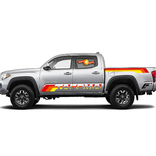 Vintage stijl strepen grafische zij vinylsticker decal voor Toyota Tacoma