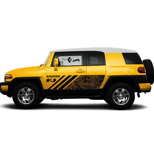 Topografische Kaartstijl Zijdeur Vinyl Decal Sticker voor Toyota FJ Cruiser_1