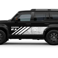 Topografische Kaartstijl Zijdeur Vinyl Decal Sticker voor Toyota FJ Cruiser_3