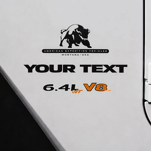 6.4L V8 Aangepast Tekst Vinyl Decal Kit voor Jeep Wrangler