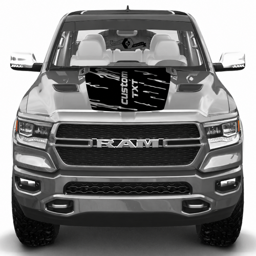 custom TXT Verwoeste Blackout Motorkap Vinyl Sticker voor Dodge Ram