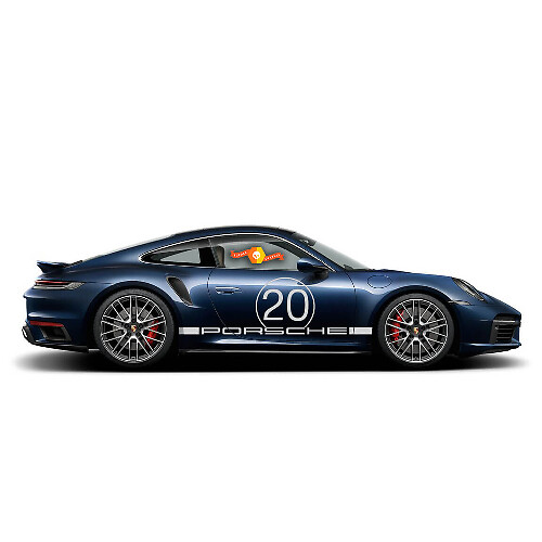Racezijstrepen met deurcijfer vinylstickers voor Porsche 911
