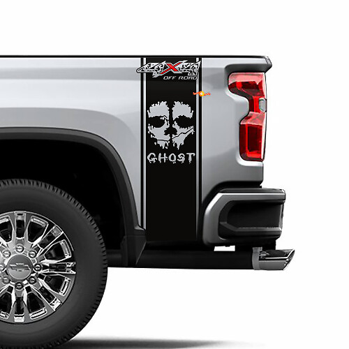 2 Chevrolet Silverado 4x4 off-road Ghost Edition Vinyl Bed Side Stripe Decal Sticker Graphics
