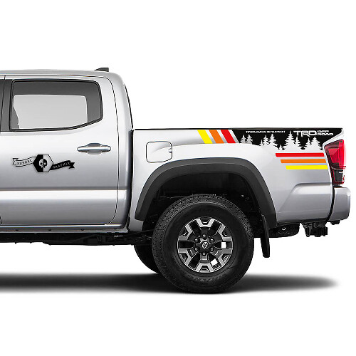 TRD 4x4 Off-Road Bomen Vintage Kleuren BedSide Side Vinyl Stickers Sticker geschikt voor Toyota Tacoma Tundra alle jaren
