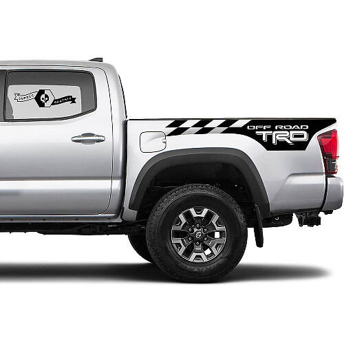TRD-stijl Off Road geblokte vlag opbergvinylstickers voor Toyota Tacoma Tundra