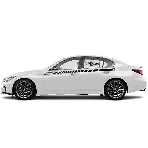 Ruitvormige zijstrepen vinyl decal kit voor Infiniti Q50 Q60