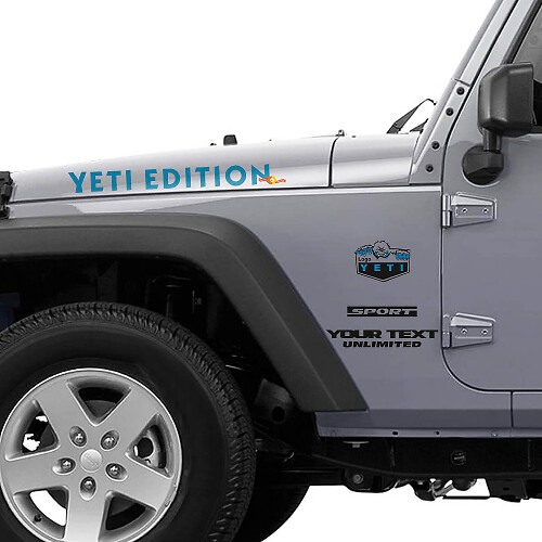 Yeti Edition motorkap- en zijvinylstickerkit voor Jeep Wrangler
