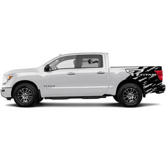 2 Nissan TITAN Camouflage Vernietigd Splash Wrap BedSide Side Vinyl Stickers Sticker
