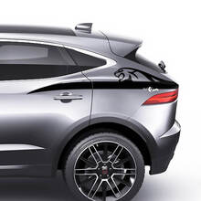 Jaguar E-Pace sticker met logo op de achterkant en strepen
 2