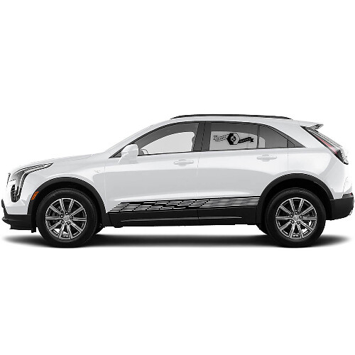 2 Nieuwe Decal Rocker Panel Sticker Strepen met Putjespatroon voor Cadillac XT4
