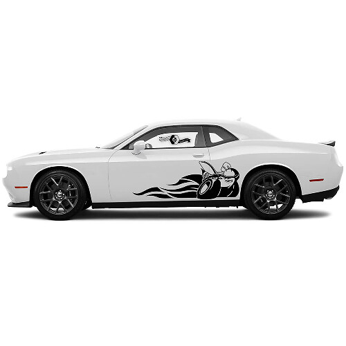 2 Zijde Dodge Challenger Scat Pack Vlammen Zijde Vinyl Stickers Grafische Sticker
