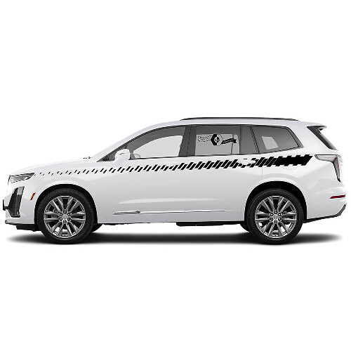 2 Nieuwe Decal Deur Omhoog Klassieke Pockmarked Sticker Lijnen Streep breed voor Cadillac XT6
