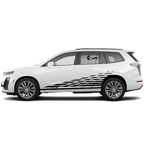 2 Nieuwe Decal Sticker Stijlvolle Rocker Panel Deuren Geruite Vlag Wrap vinyl Decal voor Cadillac XT6
