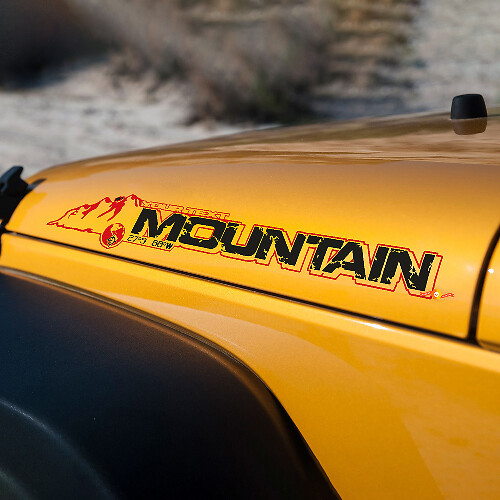 Mountain Custom motorkap vinyl sticker voor Jeep Rubicon JK