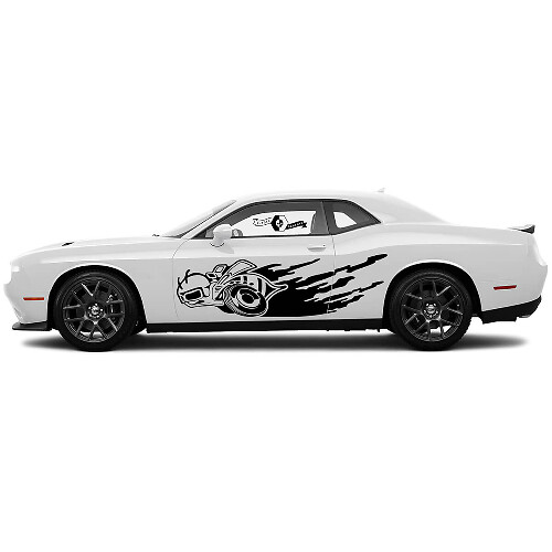 2 Zijde Dodge Challenger Super Bee Deur Vernield Splash Wrap Zij Vinyl Decals Graphics Sticker
