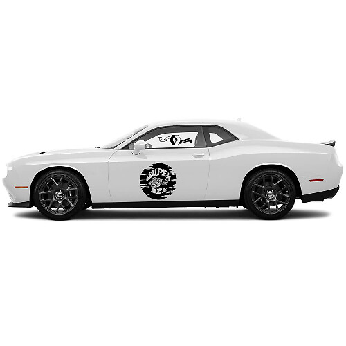 2 Zijde Dodge Challenger Super Bee deur Vernietigd Wrap Klassieke Zijde Vinyl Decals Grafische Sticker
