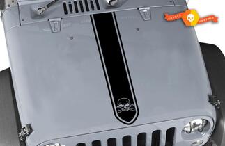 Jeep Wrangler Hood Stripe met Skull & Cross Bone Sticker De